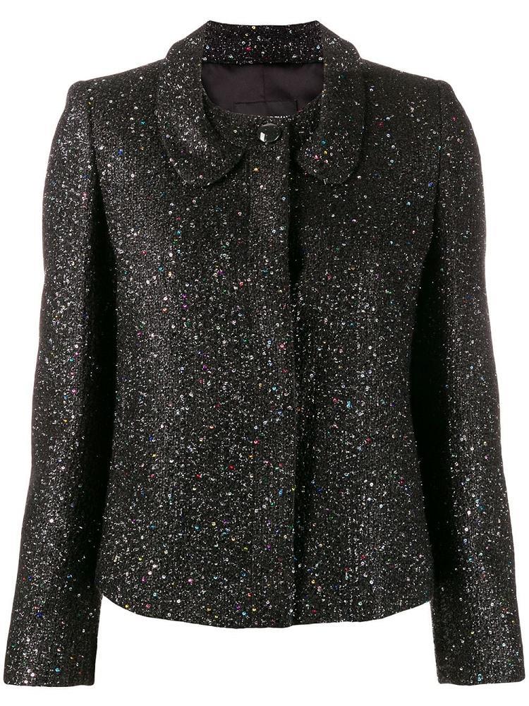 Chaquetas Armani Emporio Glitter Fitted Mujer Negras | 4NT9LOFK