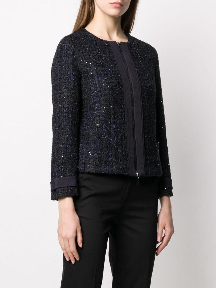 Chaquetas Armani Emporio Glitter Tweed Zip Mujer Azules | DOL9XA73