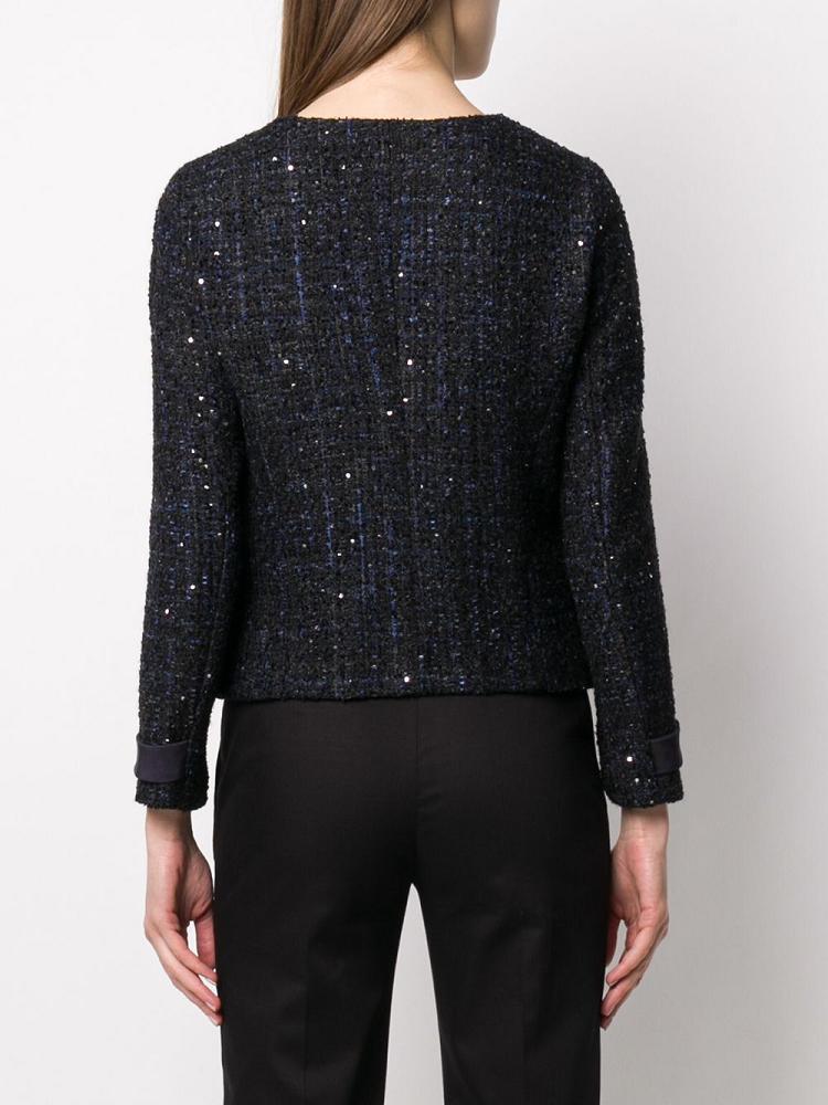 Chaquetas Armani Emporio Glitter Tweed Zip Mujer Azules | DOL9XA73