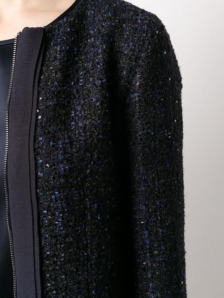 Chaquetas Armani Emporio Glitter Tweed Zip Mujer Azules | DOL9XA73