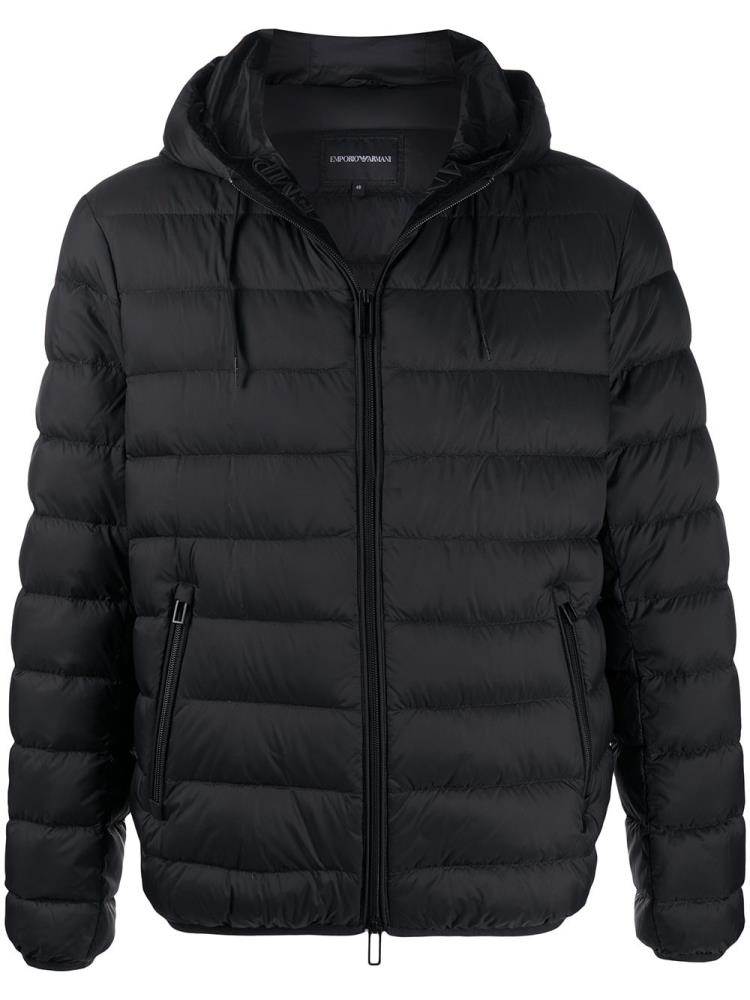 Chaquetas Armani Emporio Padded Encapuchado Hombre Negras | 69D0N7AJ