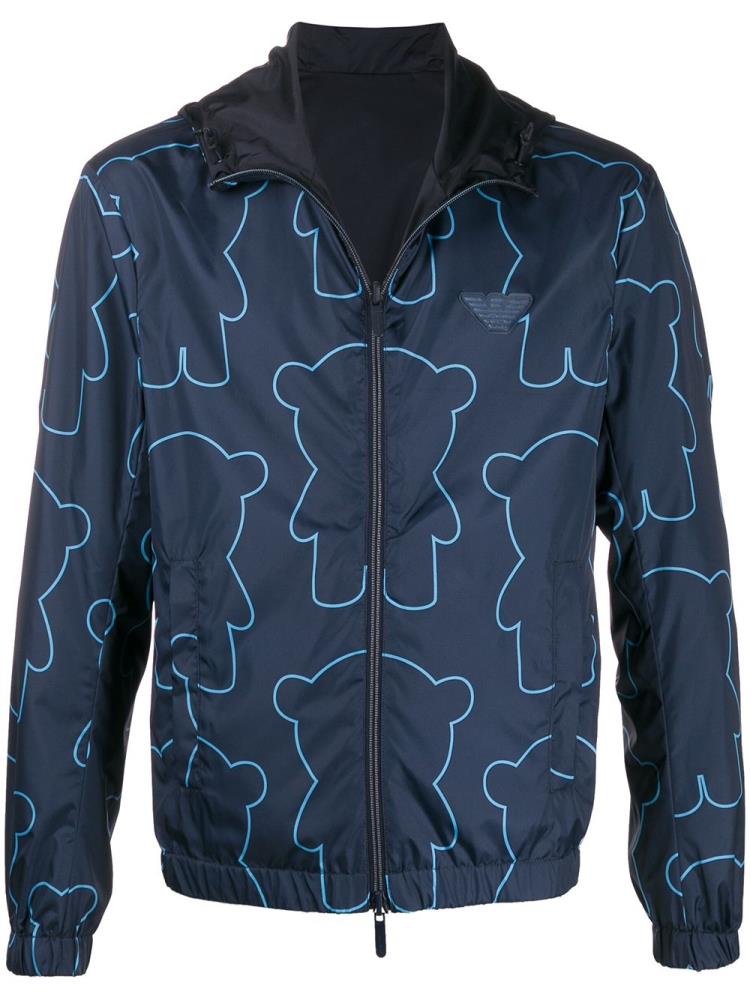 Chaquetas Armani Emporio Reversible Bear Print Hombre Azules | L8CCOPM1