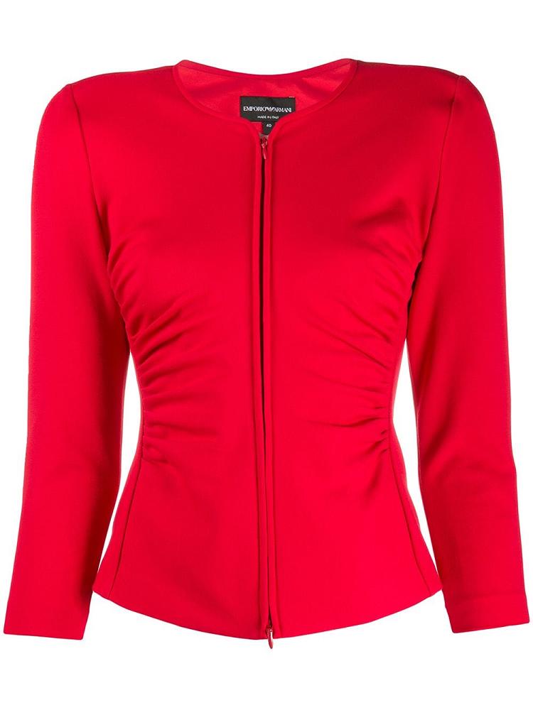 Chaquetas Armani Emporio Ruched Stretch Fit Mujer Rojas | L2B33H2K