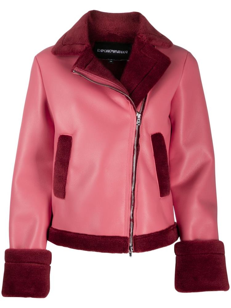 Chaquetas Armani Emporio Shearling Forro Mujer Rojas | VPA6TOSH