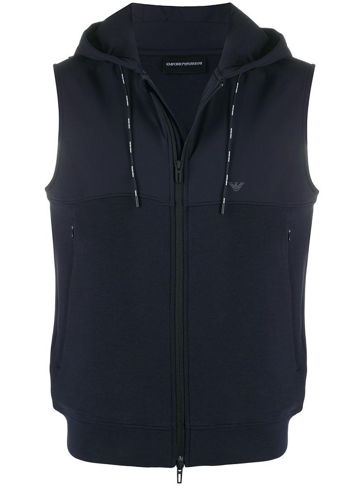 Chaquetas Armani Emporio Sin Manga Encapuchado Hombre Azules | 4JXPO2HH