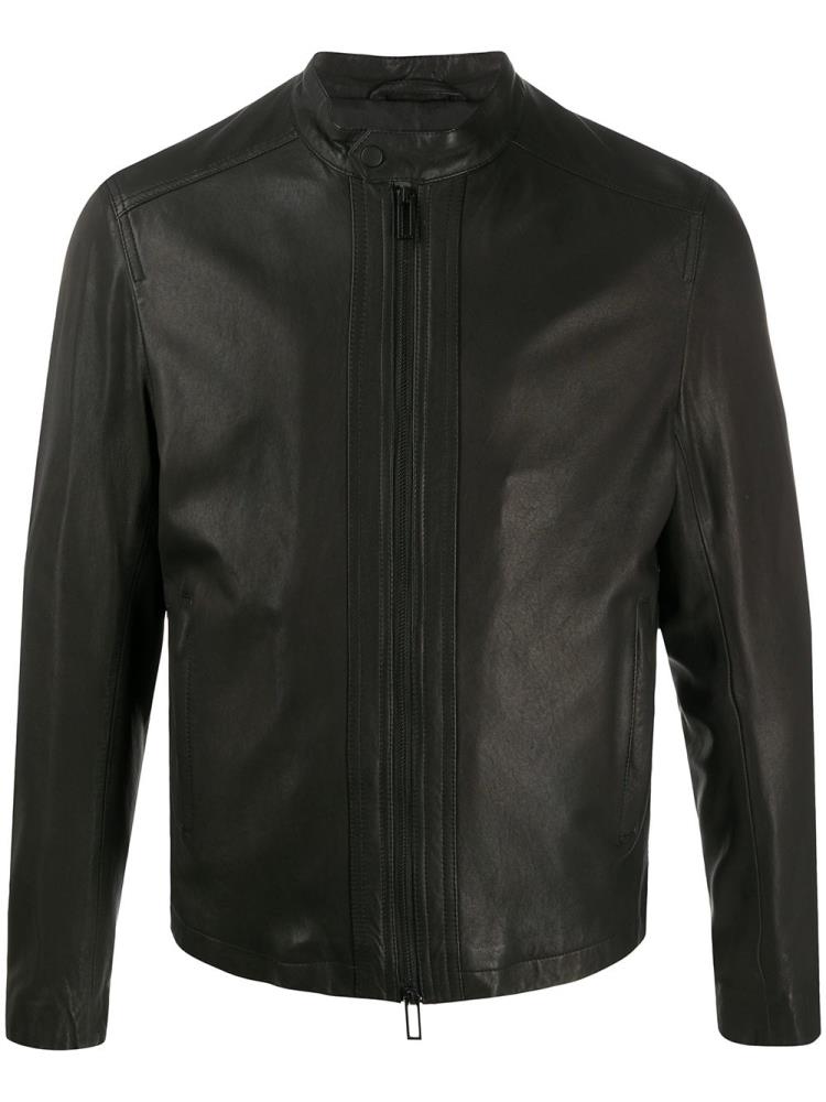 Chaquetas Armani Emporio Slim Fit Cuero Hombre Negras | X9E0HSVU