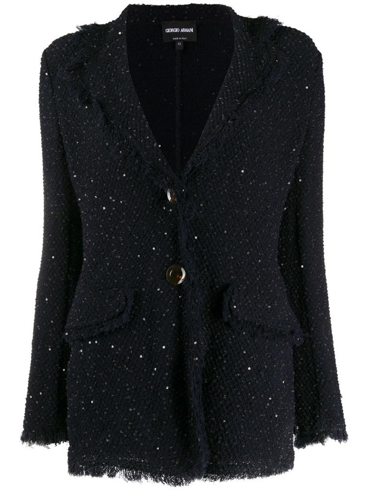 Chaquetas Giorgio Armani Bouclé Mujer Azules | XSSOD94N