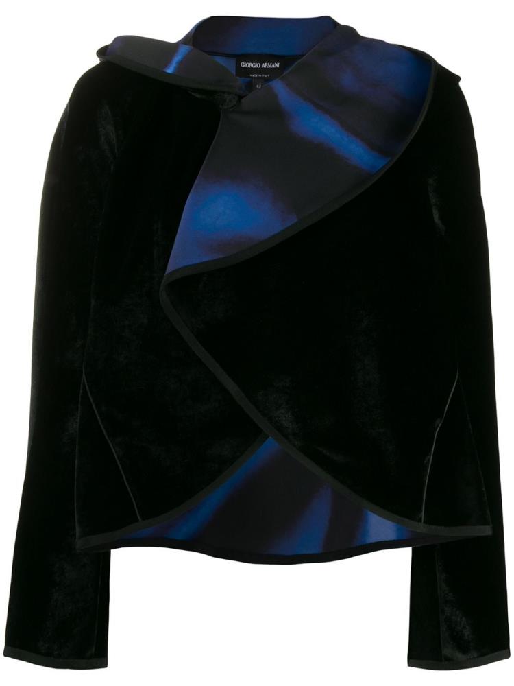 Chaquetas Giorgio Armani Draped Collar Velvet Mujer Negras | 23RDOEG8