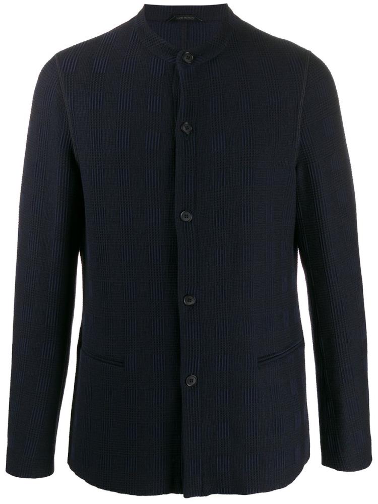 Chaquetas Giorgio Armani Round Neck Textured Hombre Azules | 9B0XQVFP