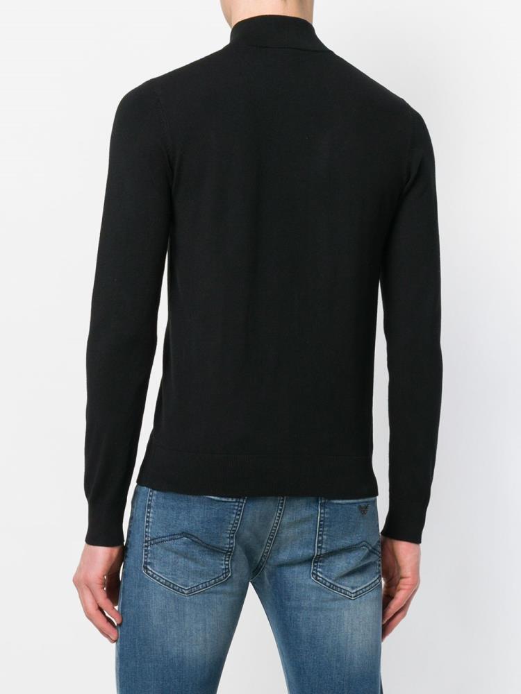 Cárdigan Armani Emporio Zipped Logo Hombre Negras | 35WWFTKE