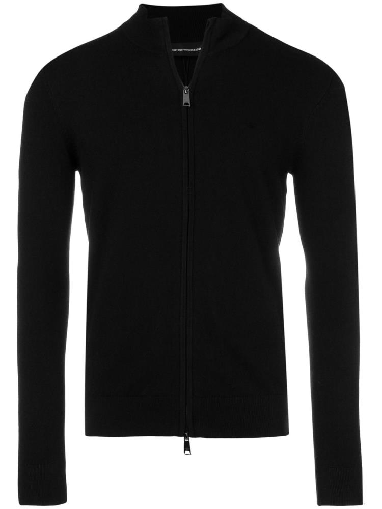 Cárdigan Armani Emporio Zipped Logo Hombre Negras | 35WWFTKE