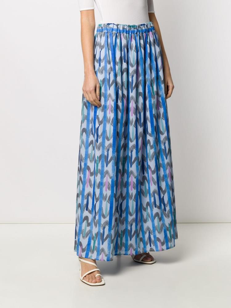 Falda Armani Emporio Geometric Print Maxi Mujer Azules Gris | 83LBMWBR