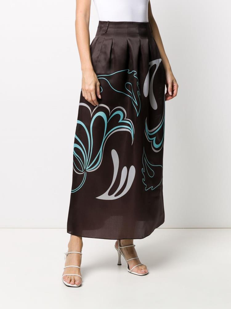 Falda Giorgio Armani Graphic Print Maxi Mujer Marrones | LYJMVIAZ