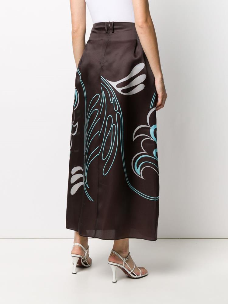 Falda Giorgio Armani Graphic Print Maxi Mujer Marrones | LYJMVIAZ