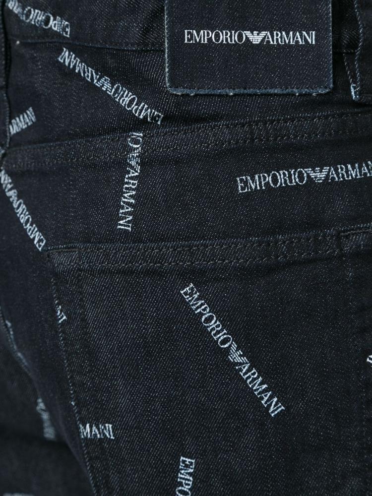 Jeans Armani Emporio All Over Logo Print Slim Fit Hombre Azules | M26WVJPG