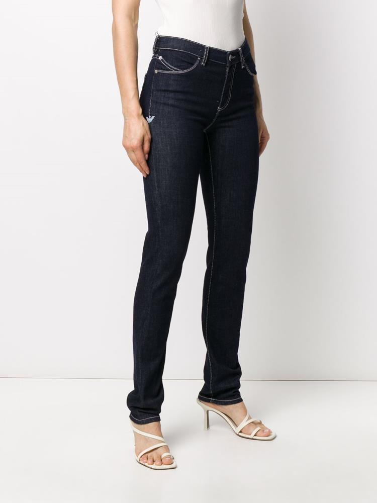 Jeans Armani Emporio Contrast Stitch Skinny Mujer Azules | AQO72V5N