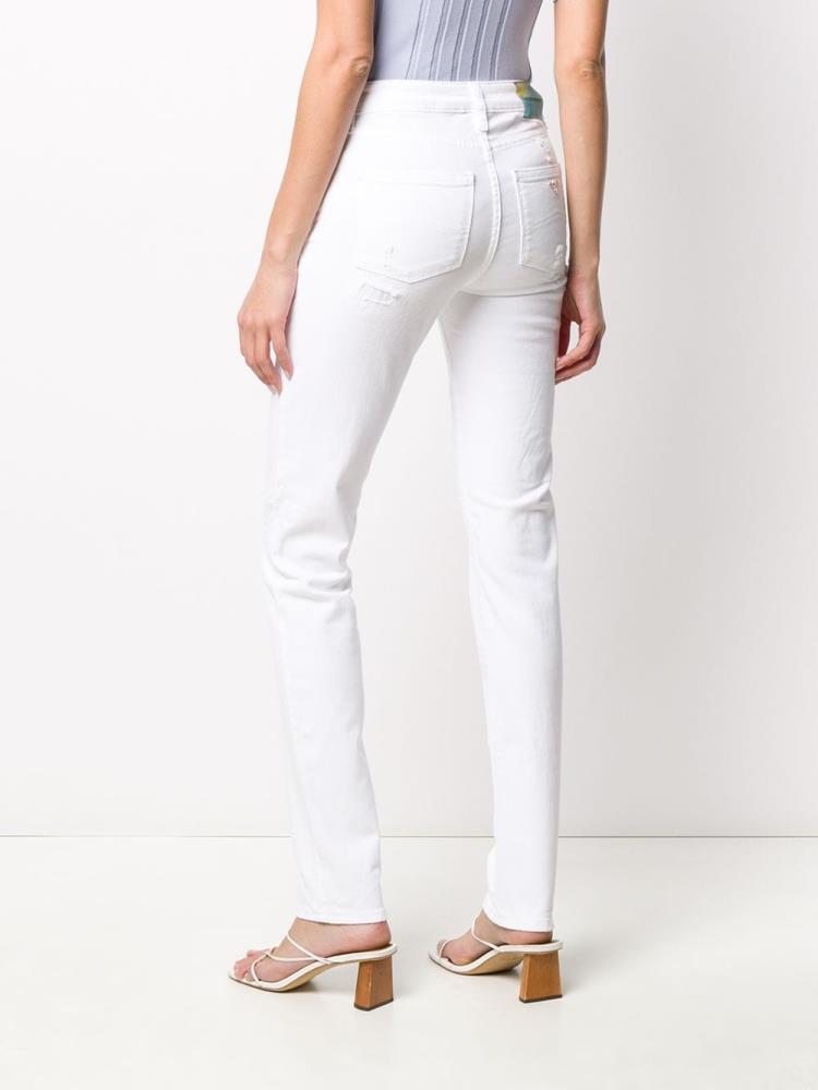 Jeans Armani Emporio Distressed Slim Fit Mujer Blancas | U5GLN11J