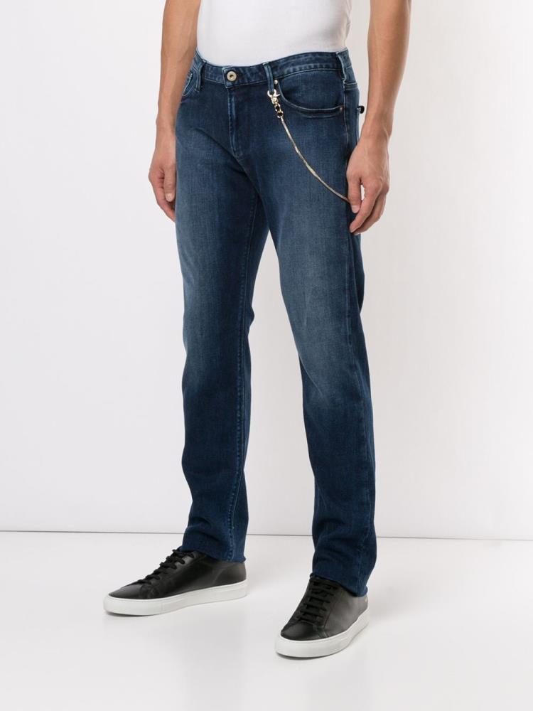 Jeans Armani Emporio Faded Detail Hombre Azules | QQM7QUOZ