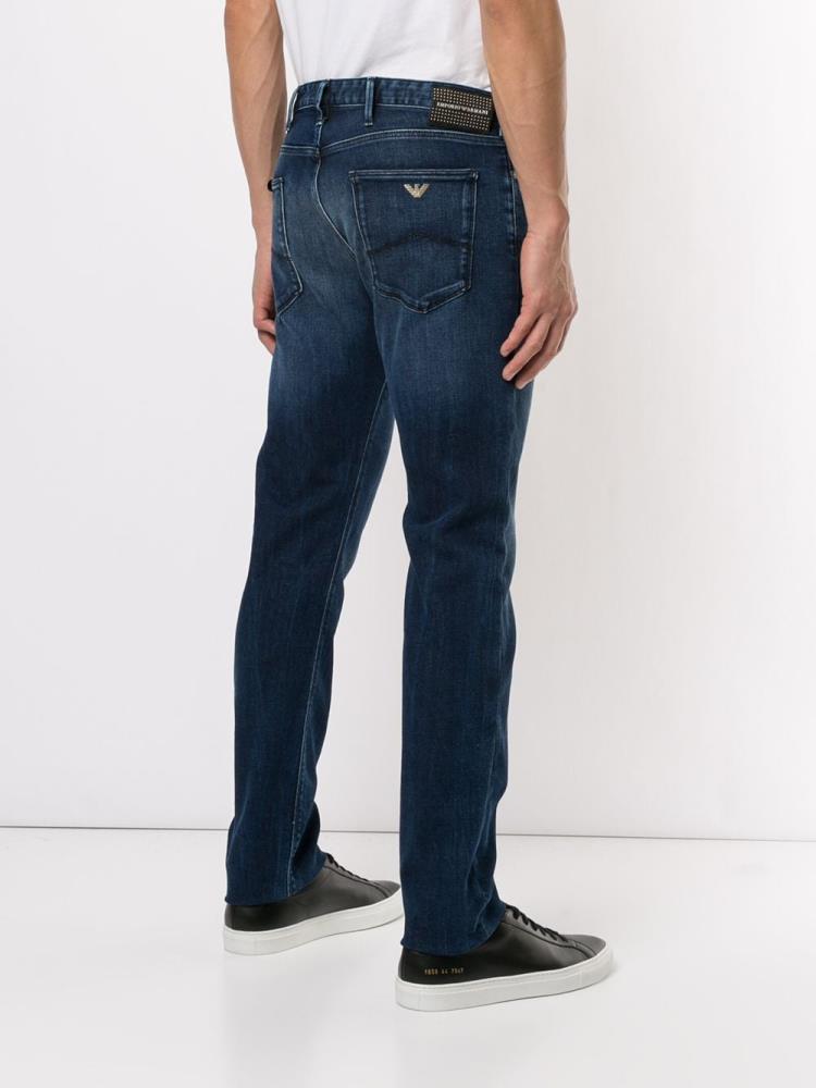 Jeans Armani Emporio Faded Detail Hombre Azules | QQM7QUOZ