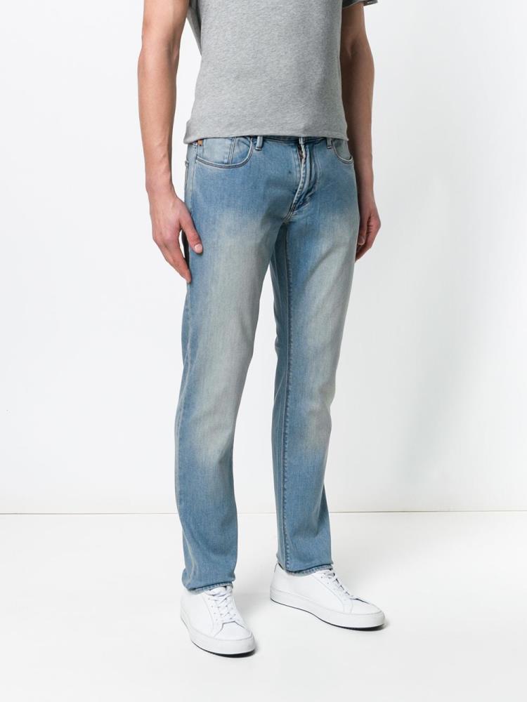 Jeans Armani Emporio Faded Straight Leg Hombre Azules | V1EOO4O8