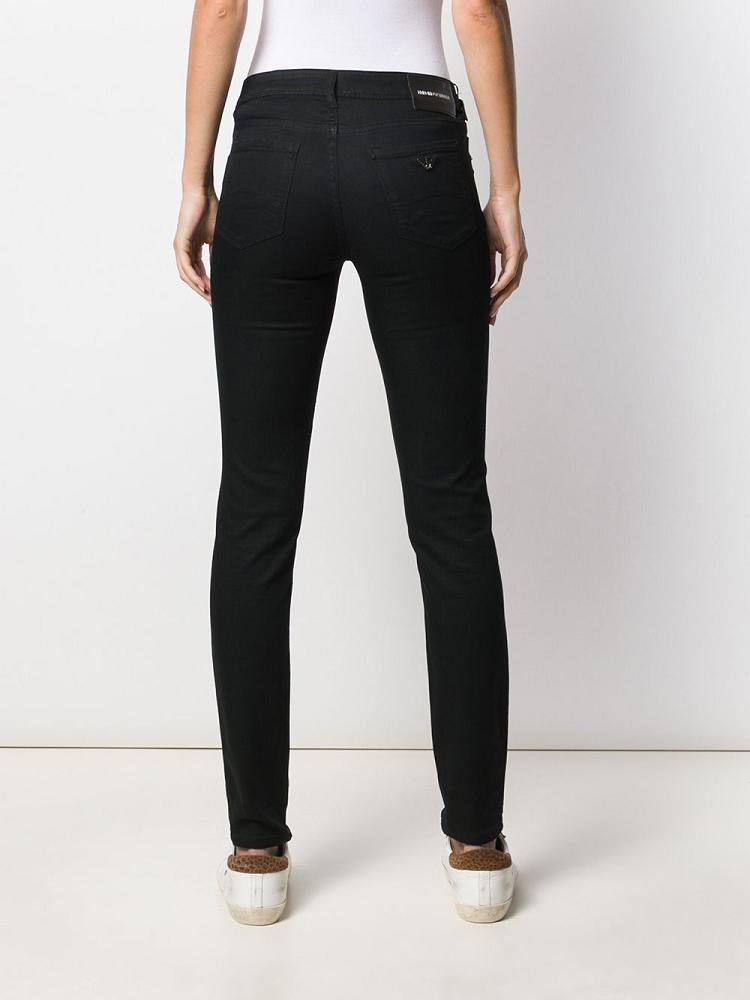 Jeans Armani Emporio Logo Patch Low Rise Skinny Mujer Negras | 4D8CWSJW