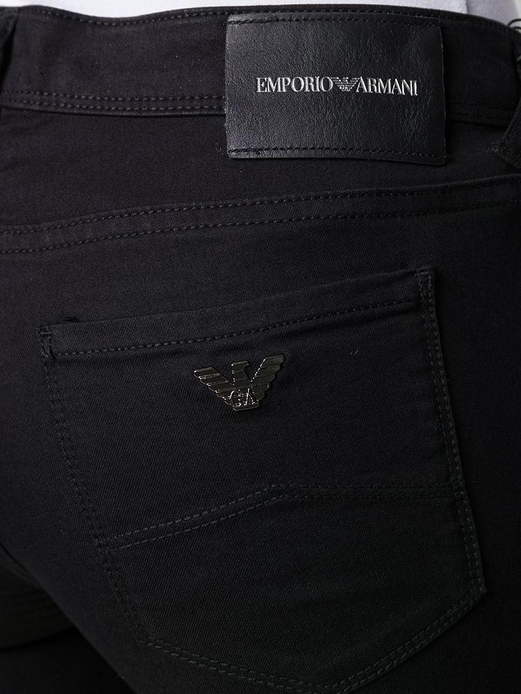 Jeans Armani Emporio Logo Patch Low Rise Skinny Mujer Negras | 4D8CWSJW