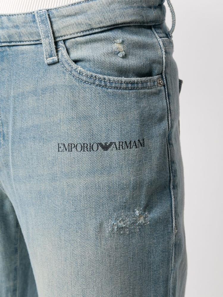 Jeans Armani Emporio Logo Straight Leg Mujer Azules | EMSSJ5M9