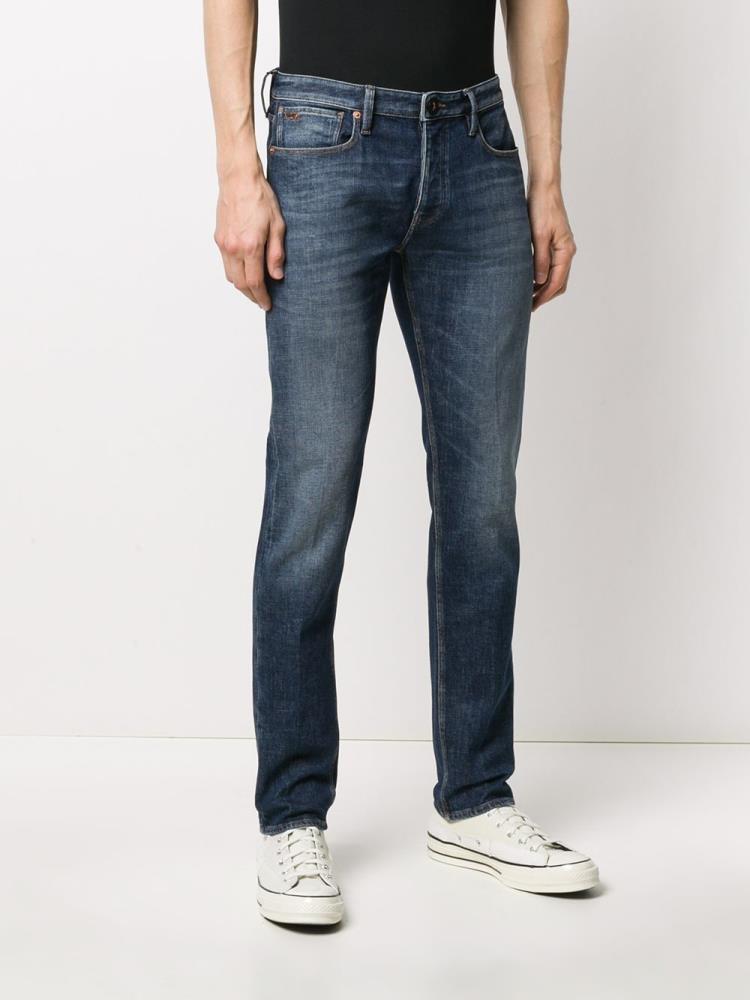 Jeans Armani Emporio Low Rise Slim Fit Hombre Azules | Q8F7O73I