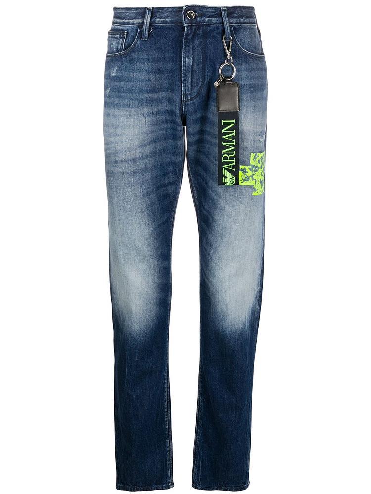 Jeans Armani Emporio Mid Rise Straight Leg Hombre Azules | UFRPXIQK