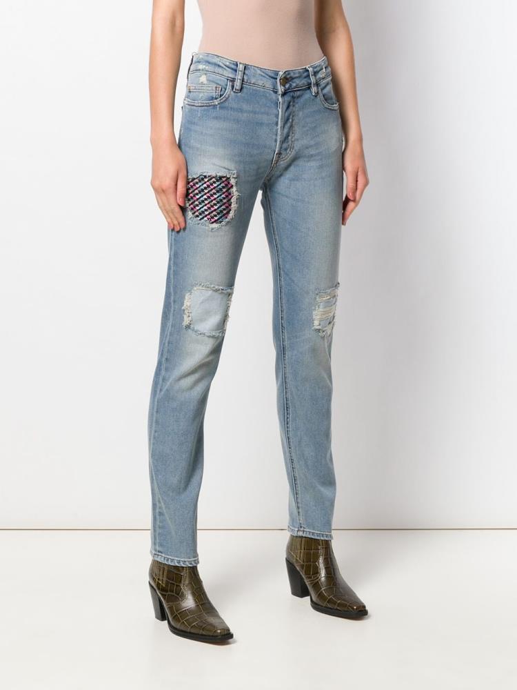 Jeans Armani Emporio Ripped Patch Mujer Azules | R96QS1VZ