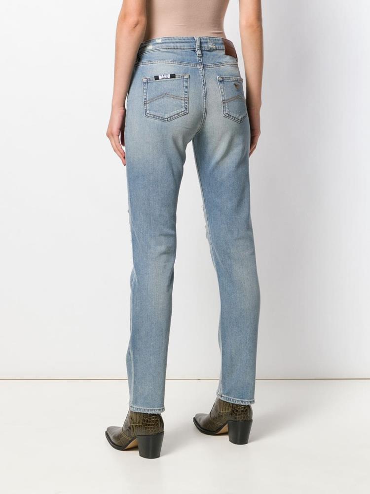 Jeans Armani Emporio Ripped Patch Mujer Azules | R96QS1VZ