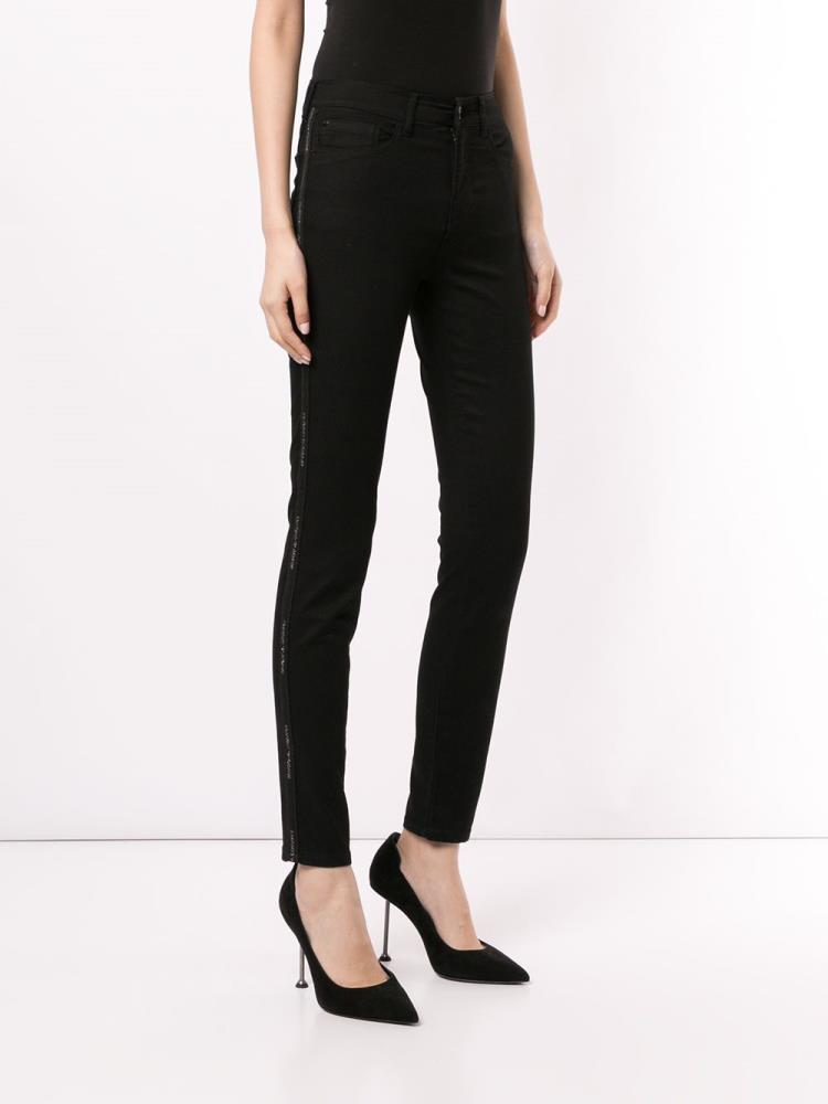 Jeans Armani Emporio Side Logo Stripe Skinny Fit Mujer Negras | 3OH0BF80