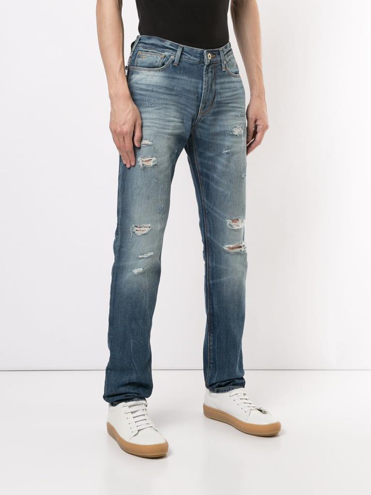 Jeans Armani Emporio Slim Fit Distressed Hombre Azules | 7N3JOYRN