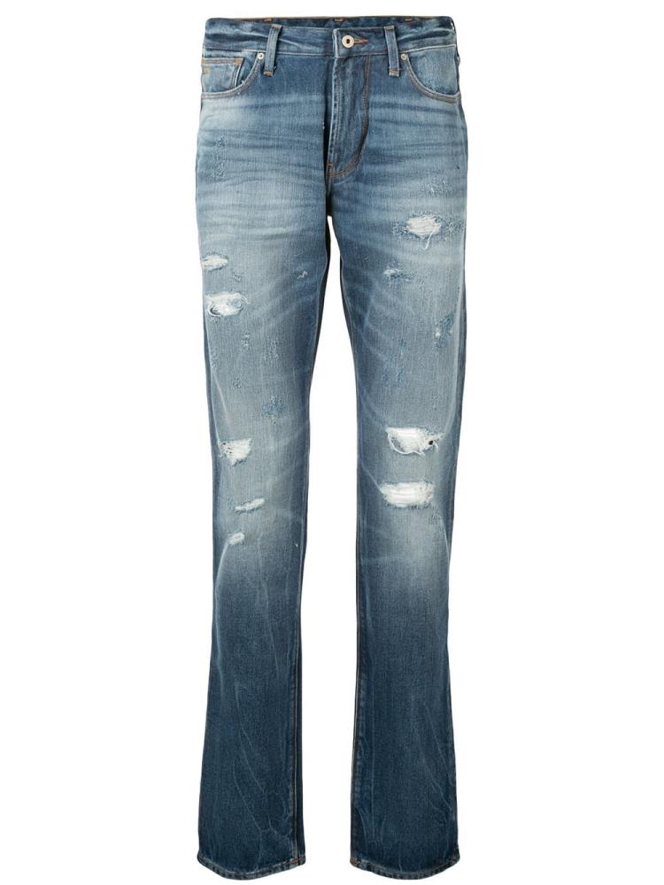 Jeans Armani Emporio Slim Fit Distressed Hombre Azules | 7N3JOYRN