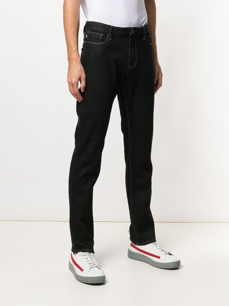 Jeans Armani Emporio Slim Fit Hombre Negras | 6ZNTQRSI