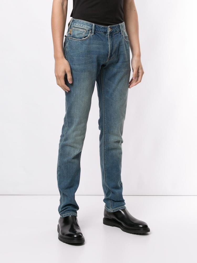 Jeans Armani Emporio Stonewashed Slim Fit Hombre Azules | EN4Z3IHW