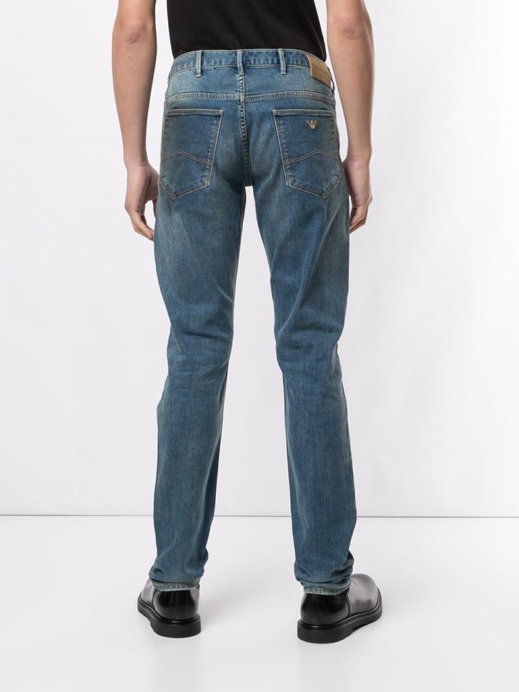 Jeans Armani Emporio Stonewashed Slim Fit Hombre Azules | EN4Z3IHW