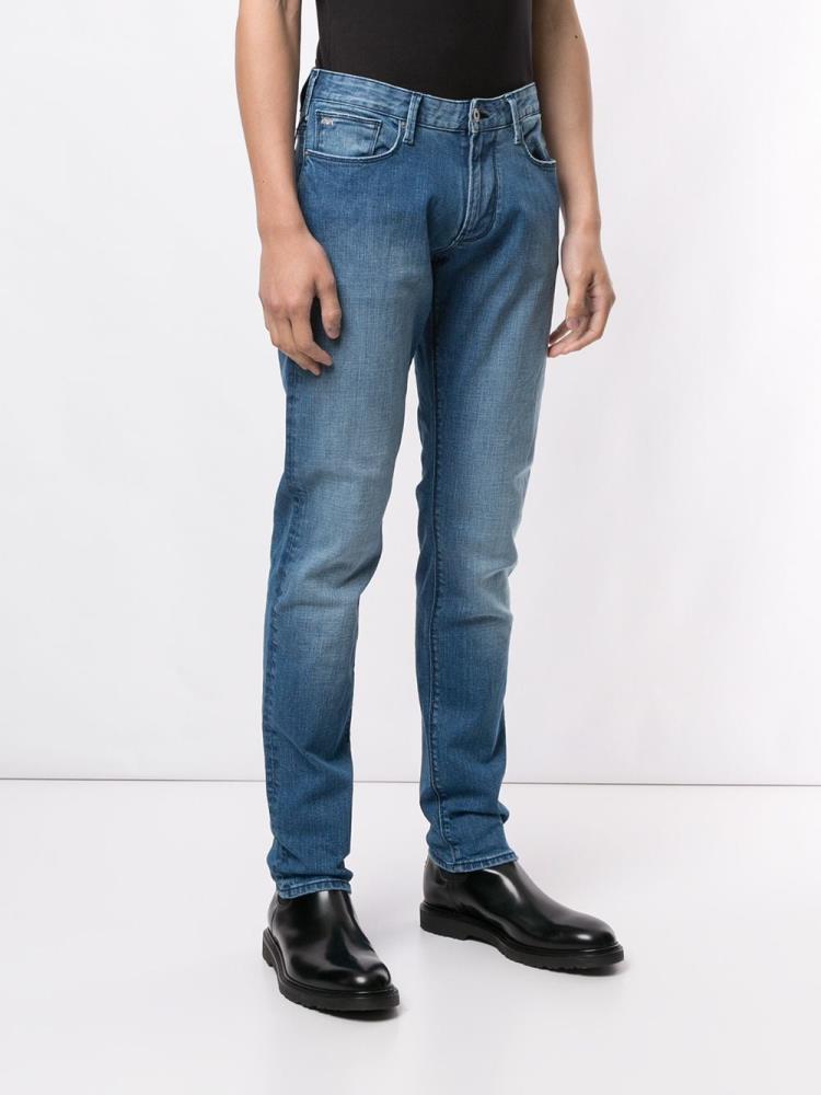 Jeans Armani Emporio Stonewashed Slim Fit Hombre Azules | FSQY1EN1