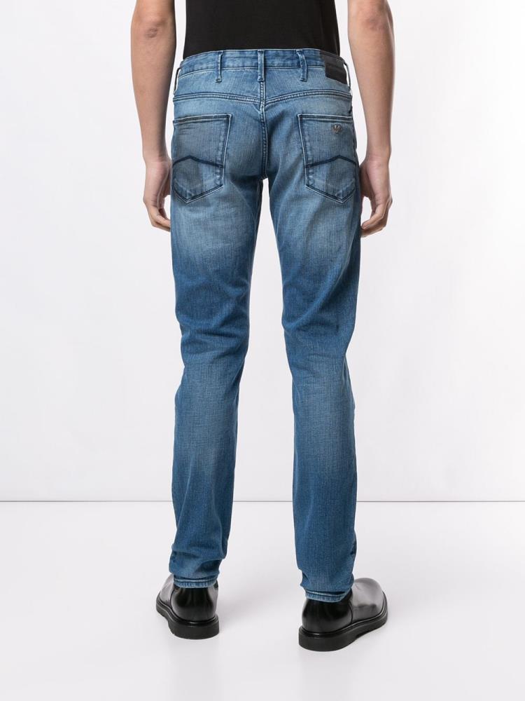 Jeans Armani Emporio Stonewashed Slim Fit Hombre Azules | FSQY1EN1