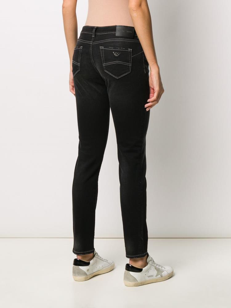 Jeans Armani Emporio Stretch Fit Low Cintura Mujer Negras | Y0NN9GKM