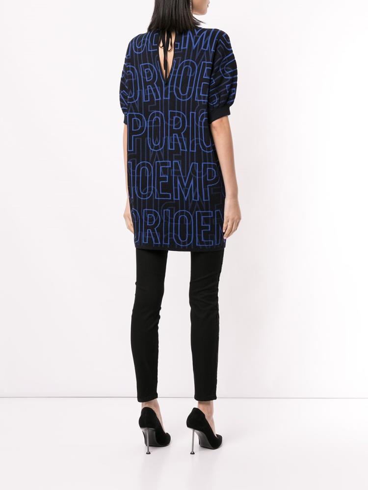 Jerséis Armani Emporio All Over Logo Print Mujer Azules | NUJT4QF7