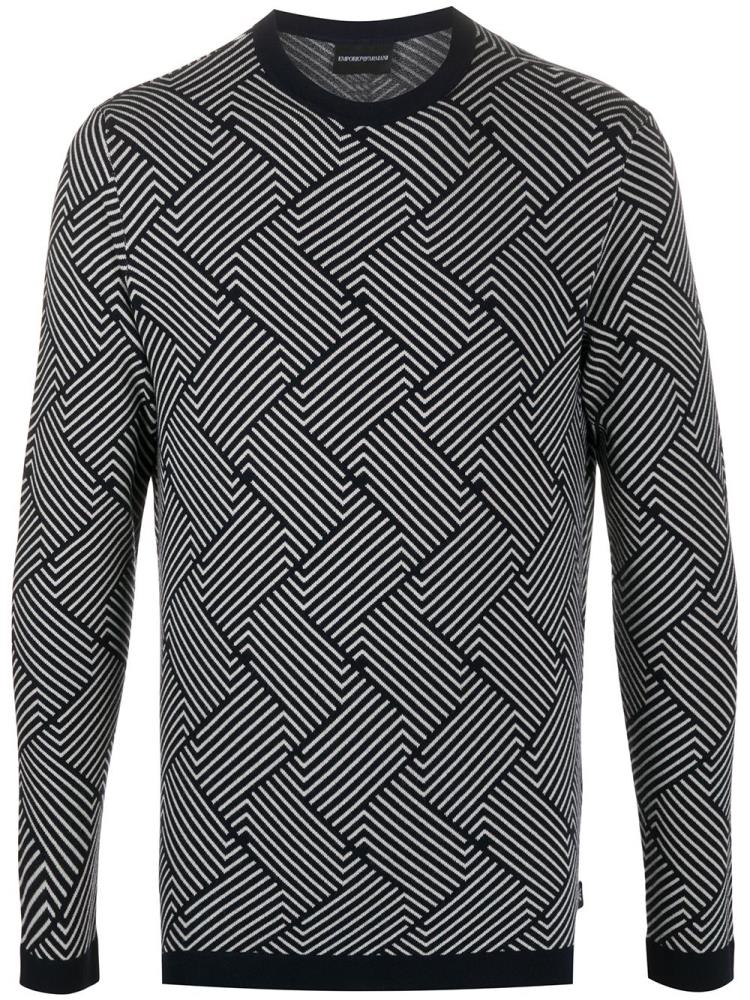 Jerséis Armani Emporio Contrast Striped Hombre Azules | ZD2ORBTD