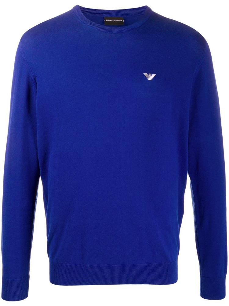 Jerséis Armani Emporio Crew Neck Hombre Azules | 4Z2PBTVW