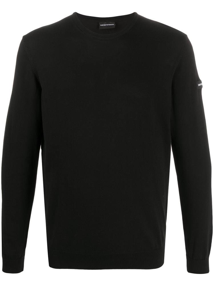 Jerséis Armani Emporio Fine Knit Round Neck Hombre Negras | VNAK033M