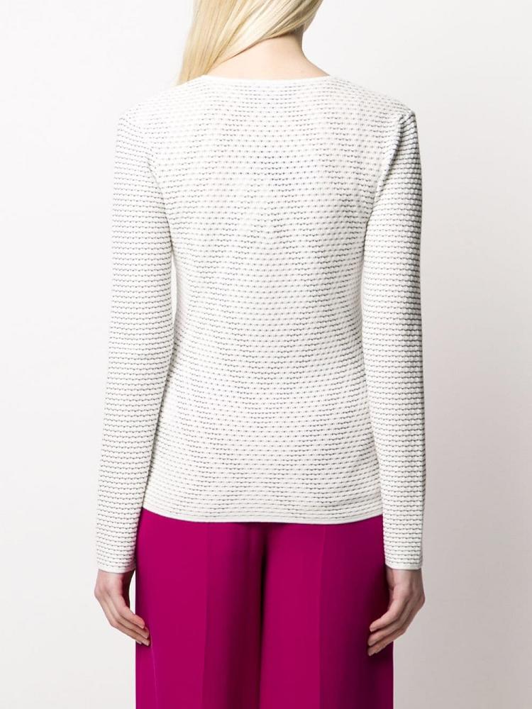 Jerséis Armani Emporio Geometric Pattern Knit Mujer Blancas | VT4VBW2N