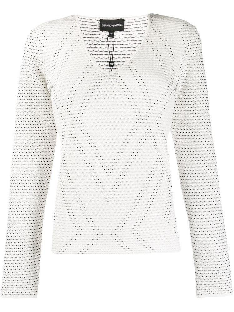 Jerséis Armani Emporio Geometric Pattern Knit Mujer Blancas | VT4VBW2N