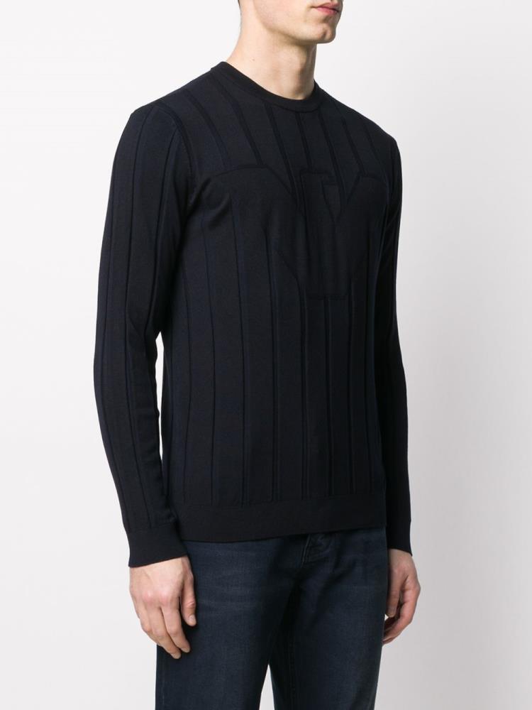 Jerséis Armani Emporio Knitted Logo Hombre Azules | CIHOUMSY