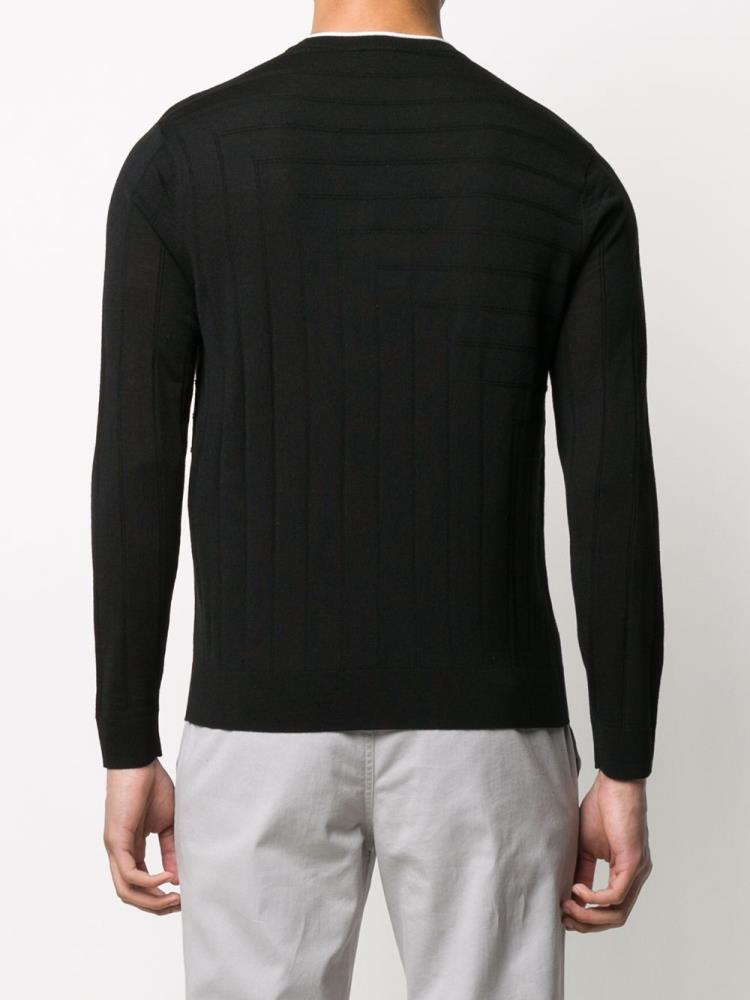 Jerséis Armani Emporio Long Sleeve Fitted Hombre Negras | BJAGVBRN