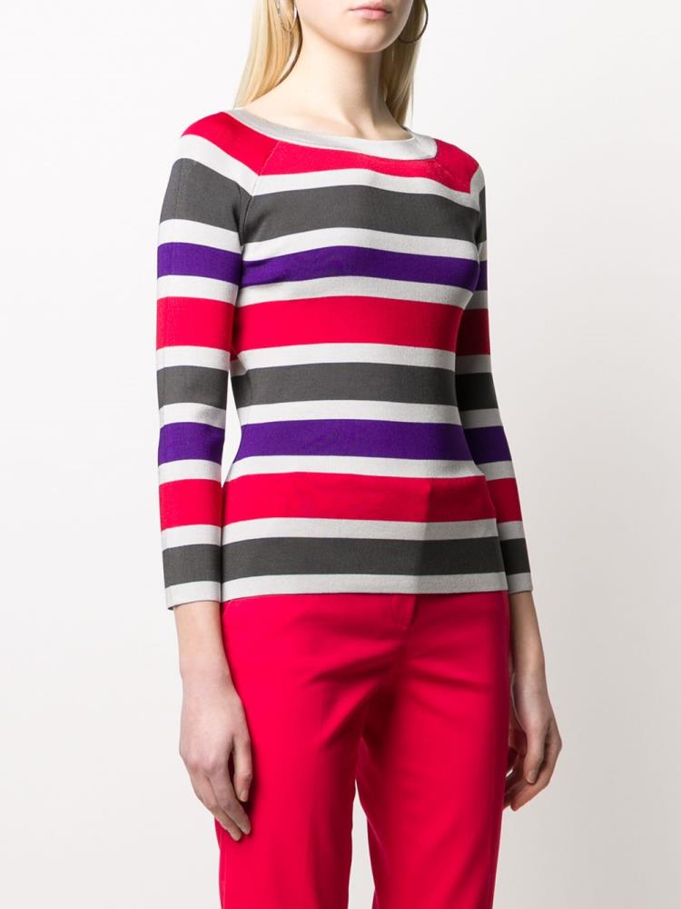 Jerséis Armani Emporio Ribbed Knit Striped Mujer Rojas | SVUUUXLL