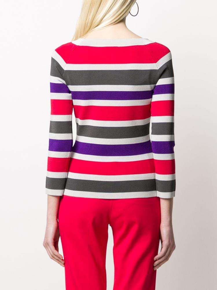 Jerséis Armani Emporio Ribbed Knit Striped Mujer Rojas | SVUUUXLL